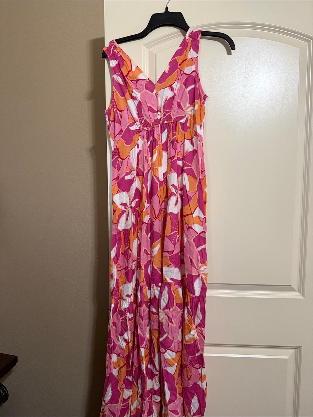 Japna Pink Orange White Floral Maxi Dress